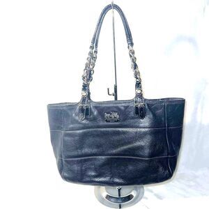 Coach Madison Tribeca East West Black Pebbled Leather Bag # 14111  - EUC